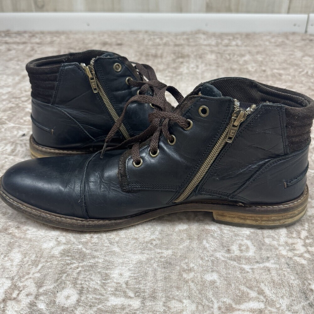 BULL BOXER Holten London Grunge Leather Zip Boots | Mens EU 45 US 12 Moto - Picture 7 of 14
